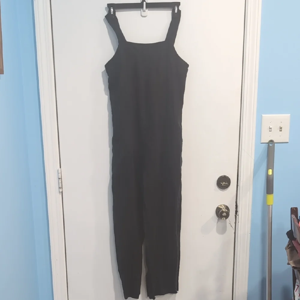 Everlane Women's Sleeveless 100% Linen Square Neck Jumpsuit Black Size 0